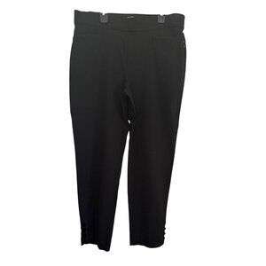 89th + Madison Womens Black Cropped Slim Fit Pants W/Split Hem Detail Size L
